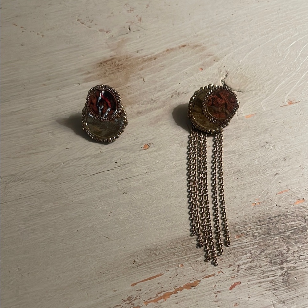 Maje Red and Gold Tassel Earrings